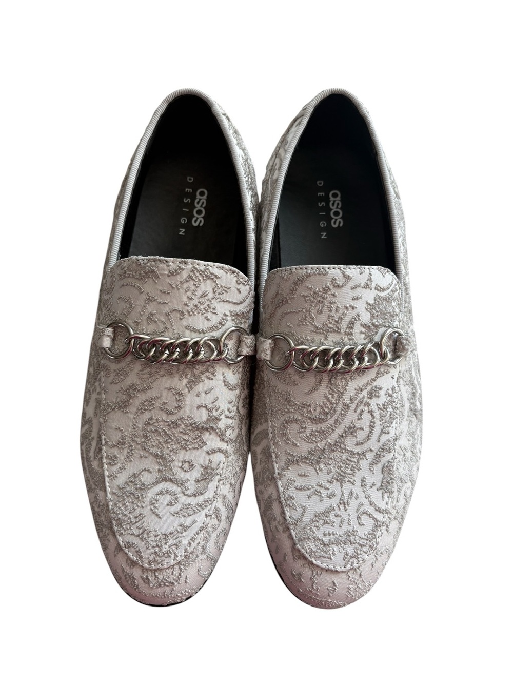 ASOS DESIGN Men's Metallic Brocade Loafers with Chain